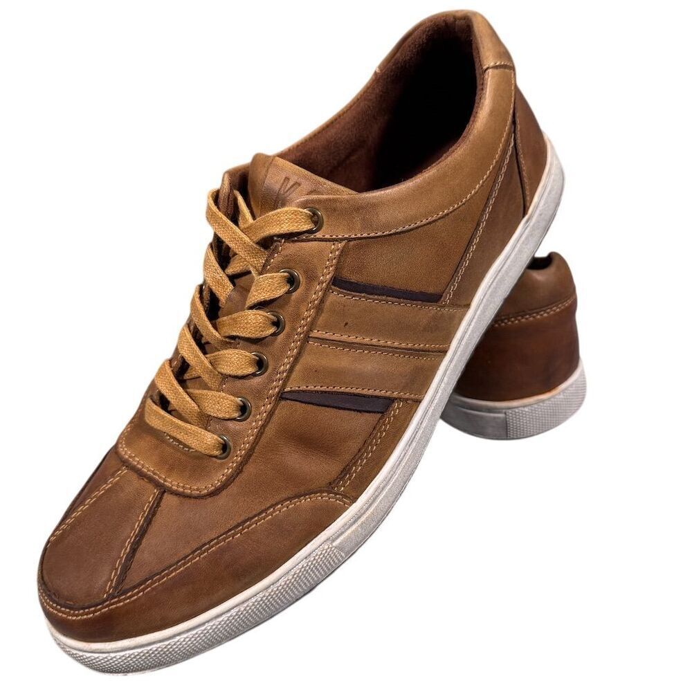 Kenneth Cole Reaction Men's Brown Leather Sneakers Size 9.5 Casual